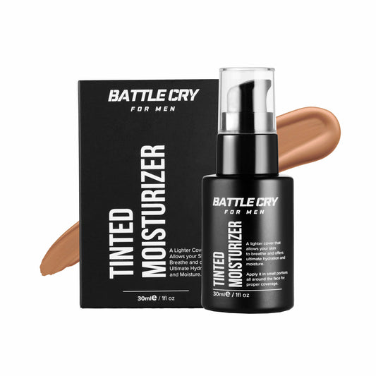 Battlecry For Men SPF tinted moisturizer non-greasy formula for all skin types