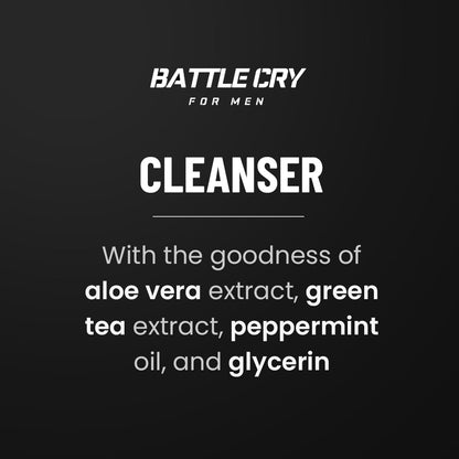 Battlecry face cleanser for men removes dirt and oil, suitable for all skin types