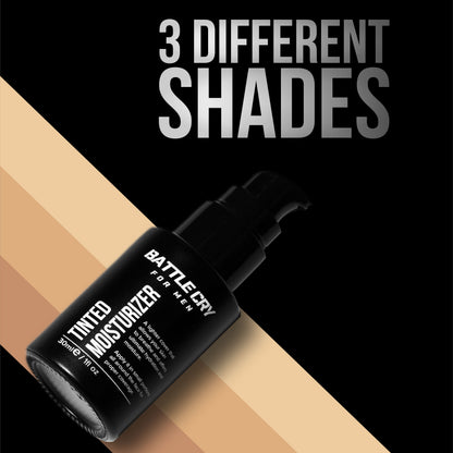 Battlecry men’s tinted face moisturizer with natural coverage and sun protection