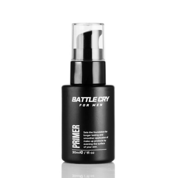 Men’s makeup primer evens skin texture and controls shine